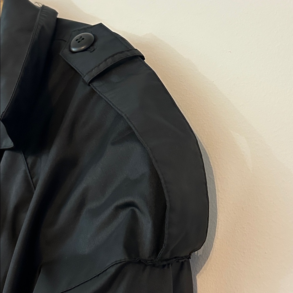 Shiny Black Belted Trench Rain Coat Vintage 90’s Crest Hollow  women’s size 11‎ - Picture 6 of 9